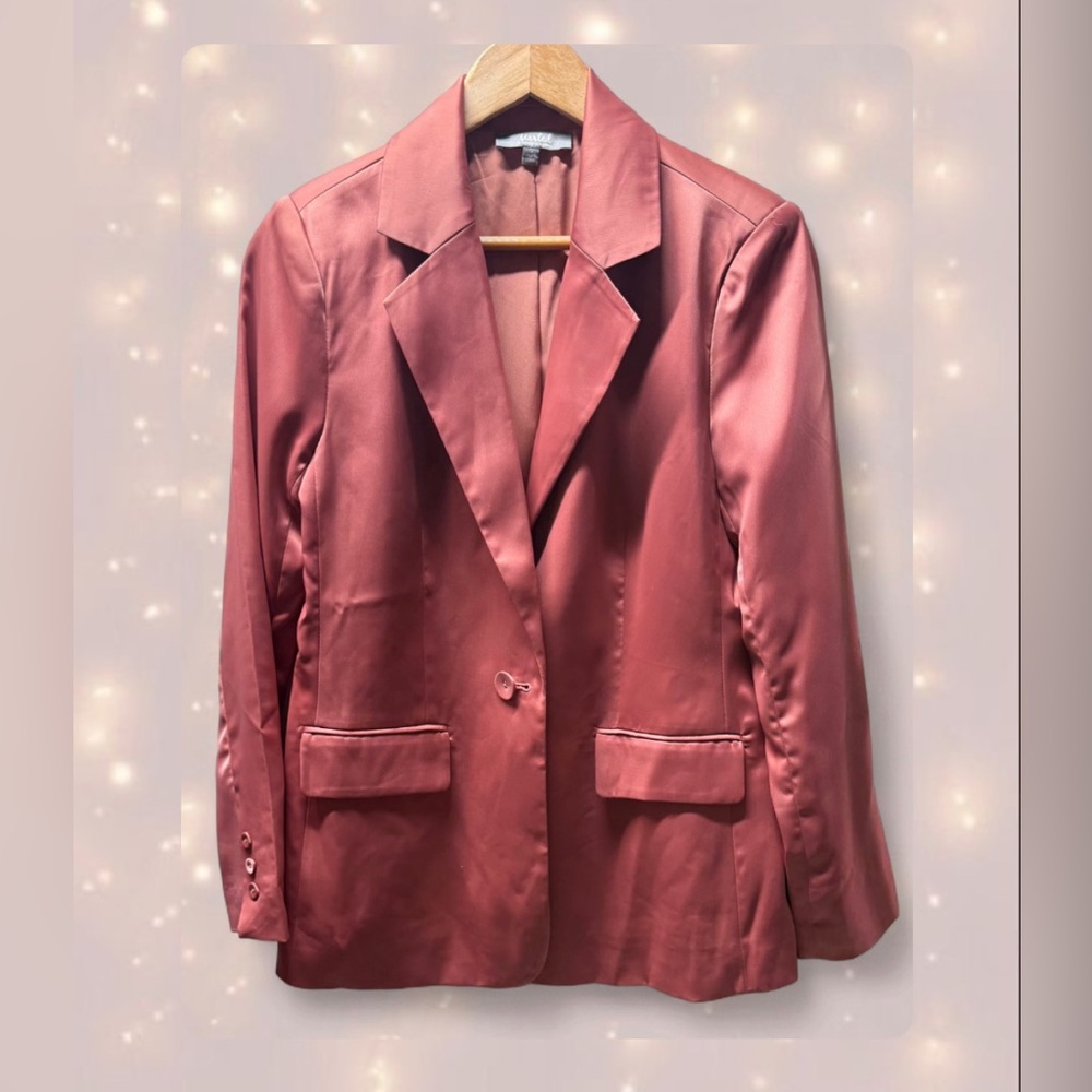 Muted Reddish Pink Women's Satin Type Blazer, size S, never worn!